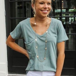 Z Supply Sea Green Pocket Vneck